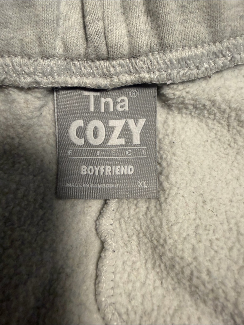 TNA Cozy Fleece Boyfriend Fleece Jogger/ Sweat Pants Light Grey